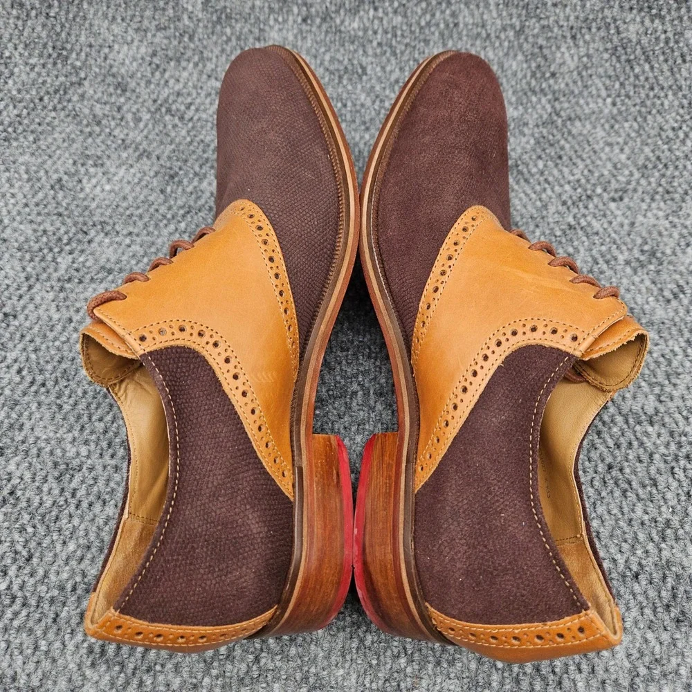 Cole Haan (Men's 10 M) Brown Tan Leather Suede Saddle Oxford Dress Shoes Brogue